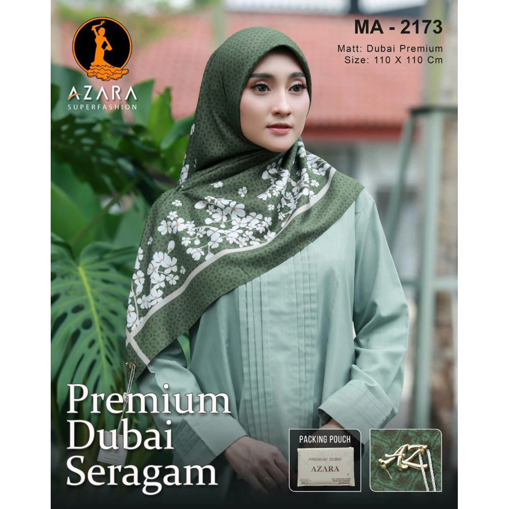 Hijab Azara motif segi empat - tampilan 1